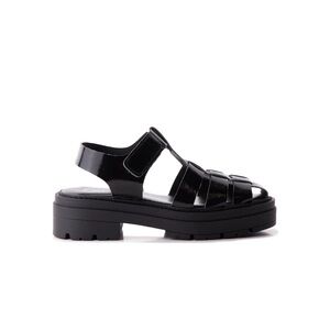 L'INTERVALLE Black Patent Leather Platform Fisherman Sandals